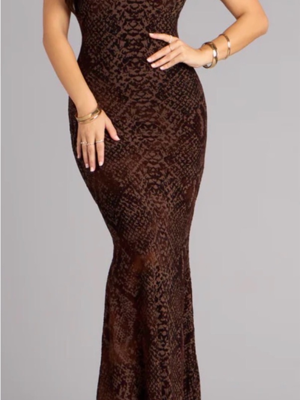 Women’s Brown Textured formal dress